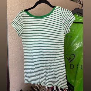 Old Navy Green & White Striped Shirt